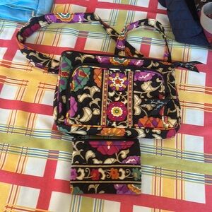 VERA Bradley Mod Floral Tote Shoulder Purse matching coin purse